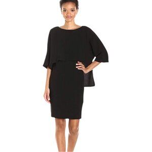Adrianna Papell NWT $140 Black Draped Blouson Sheath Dress, Women's Size 8